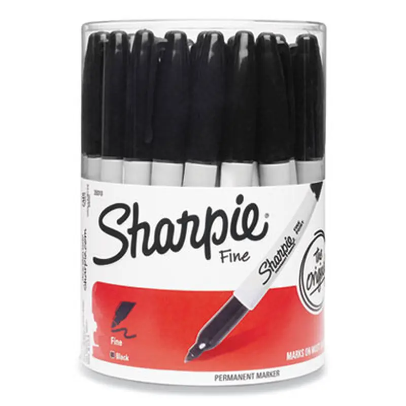 Fine Tip Permanent Marker, Canister, Black, 36/Pack - Markers | Sharpie