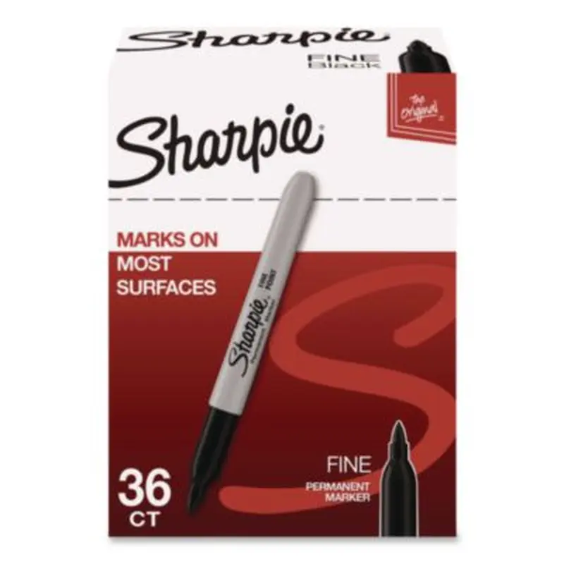 Fine Tip Permanent Marker Value Pack, Fine Bullet Tip, Black, 36/Pack - Markers | Sharpie