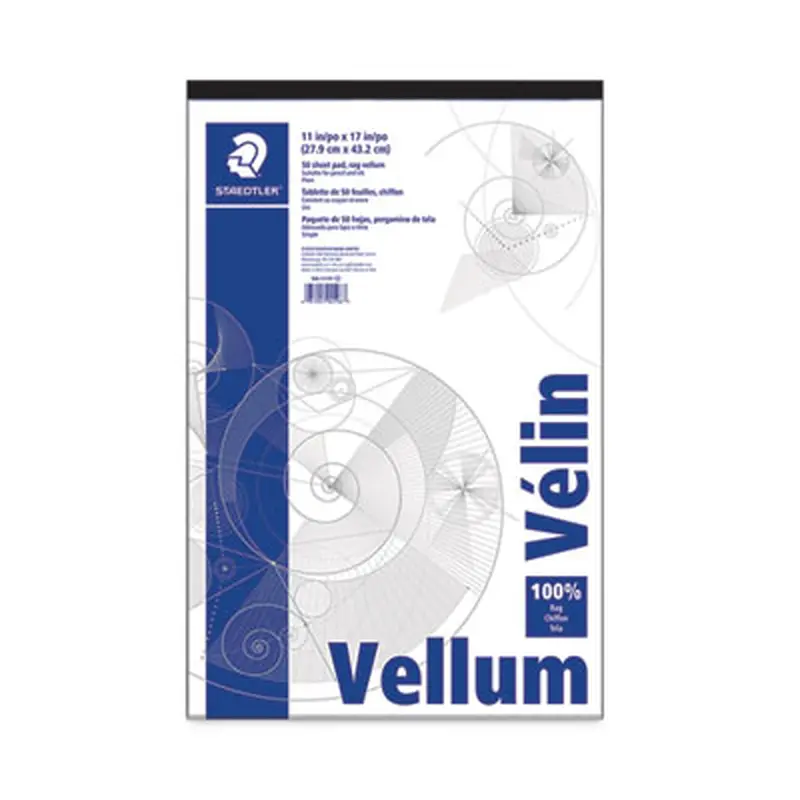 Mars Translucent Vellum Art and Drafting Paper, 16 lb Bristol Weight, 11 x 17, Translucent, 50/Pad - Art & Design Paper | Staedtler