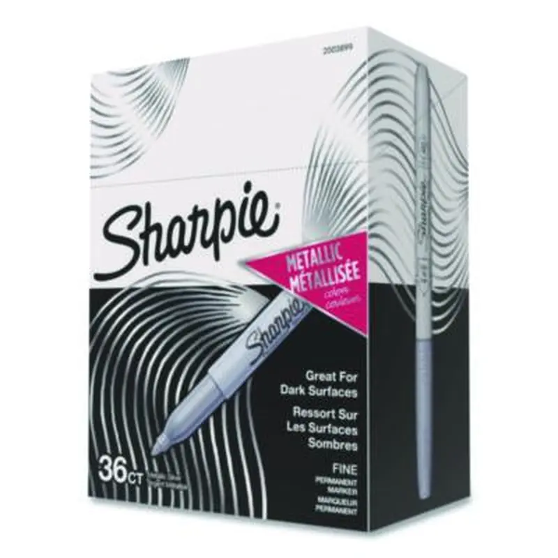 Metallic Fine Point Permanent Marker Value Pack, Fine Bullet Tip, Metallic Silver, 36/Pack - Markers | Sharpie