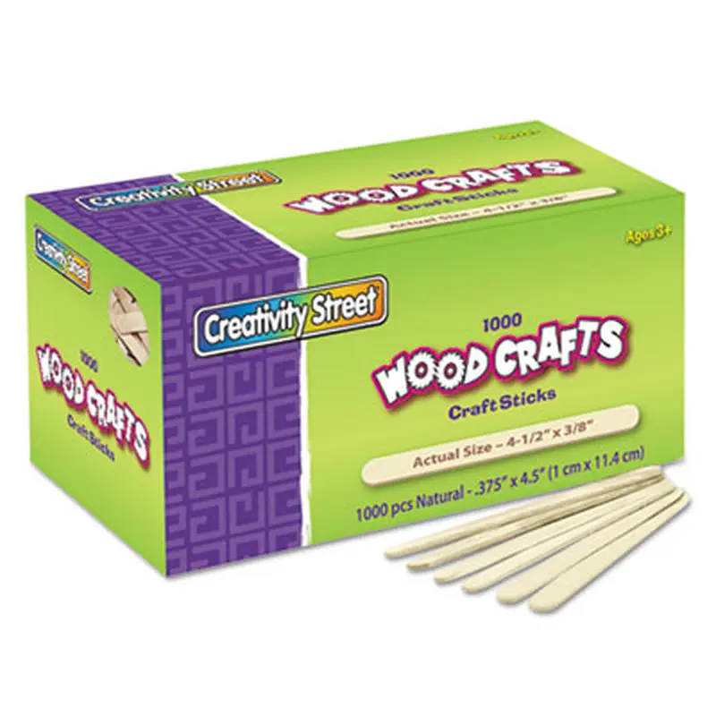 Natural Wood Craft Sticks, 4.5 x 0.38, 1,000/Box - Crafting Embellishments | Creativity Street