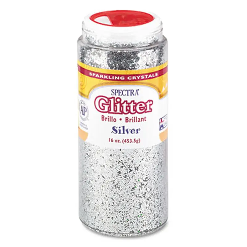 Spectra Glitter, 0.04 Hexagon Crystals, Silver, 16 oz Shaker-Top Jar - Crafting Embellishments | Pacon