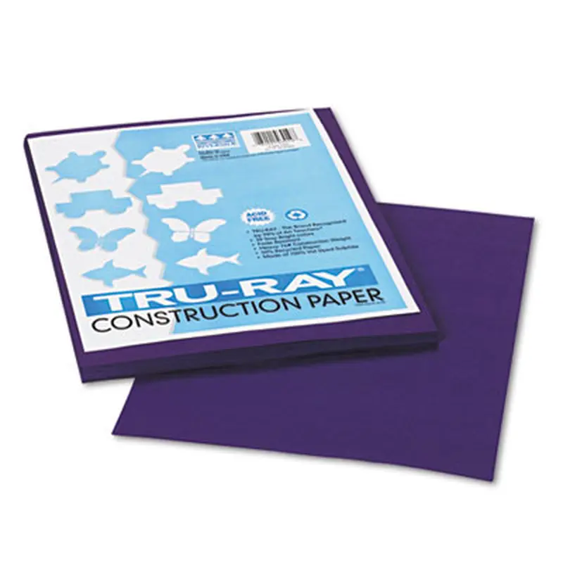 Tru-Ray Construction Paper, 76 lb Text Weight, 9 x 12, Purple, 50/Pack - Art & Design Paper | Pacon
