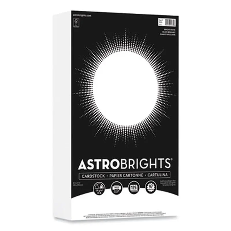 Color Cardstock, 65 lb Cover Weight, 8.5 x 14, Bright White, 125/Pack - Art & Design Paper | Astrobrights