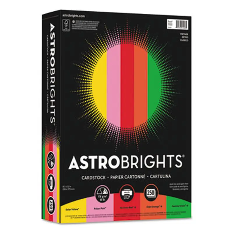 Color Cardstock -"Vintage" Assortment, 65 lb Cover Weight, 8.5 x 11, Assorted, 250/Pack - Art & Design Paper | Astrobrights
