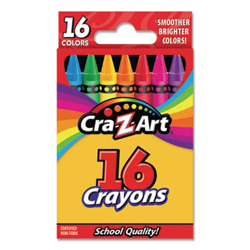 Crayons, Regular Size, 16 Assorted Colors, 16/Set - Crayons | Cra-Z-Art