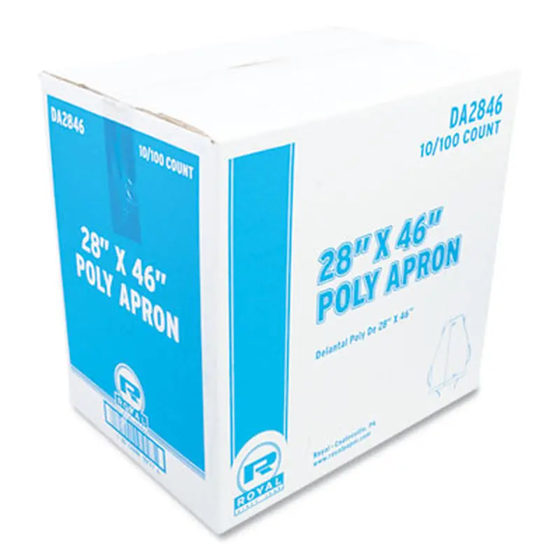 Poly Apron, 28 x 46,  One Size Fits All, White, 100/Pack, 10 Packs/Carton - Smocks & Aprons | AmerCareRoyal