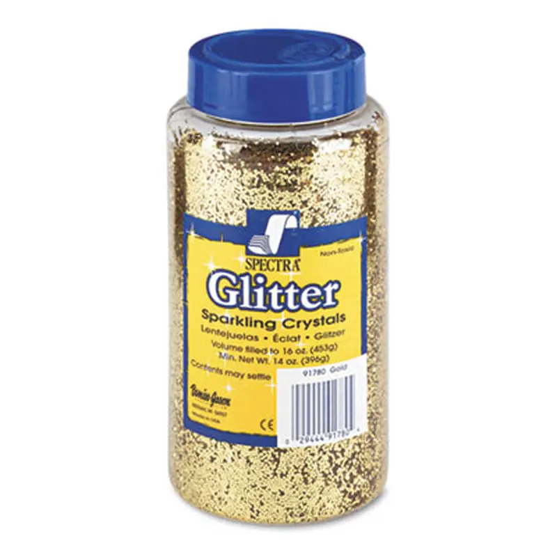 Spectra Glitter, 0.04 Hexagon Crystals, Gold, 16 oz Shaker-Top Jar - Crafting Embellishments | Pacon