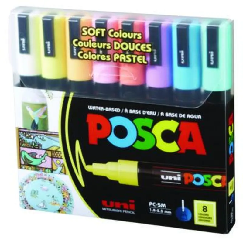 Water-Based Paint Markers, Medium Bullet Tip, 1.8 mm/2.5 mm, Assorted Colors, 8/Set - Markers | POSCA