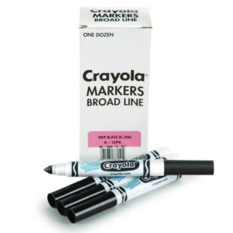 Broad Line Washable Markers, Broad Bullet Tip, Black, 12/Box - Markers | Crayola