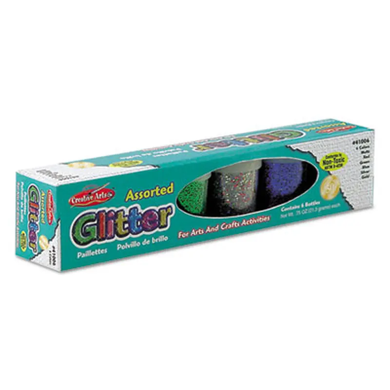Charles Leonard Glitter Set, Assorted, 0.75 oz Shaker-Top Jar, 6/Set - Crafting Embellishments | Creative Arts