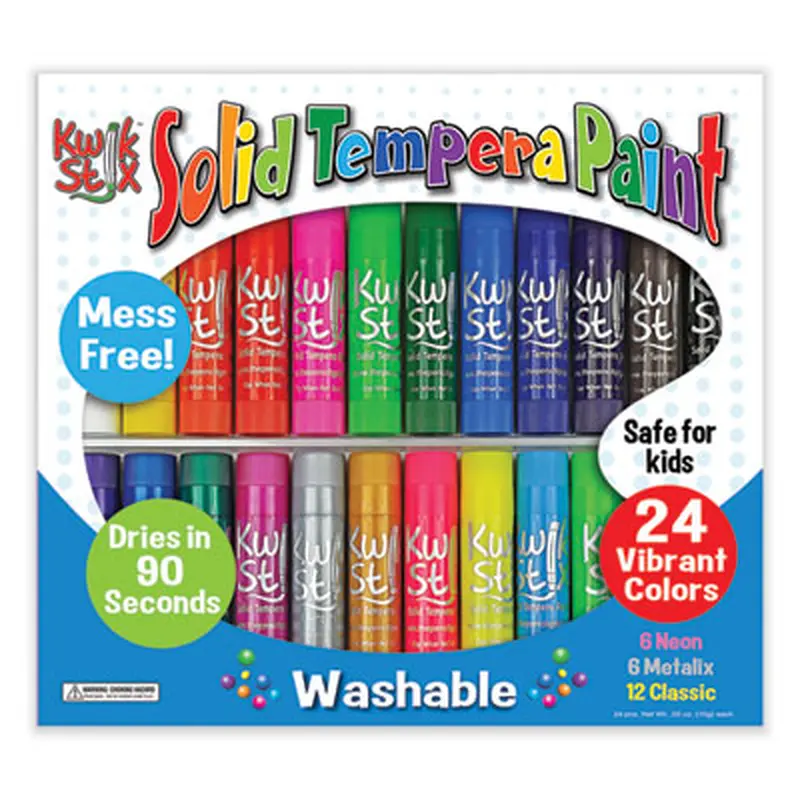 Kwik Stix Tempera Paint Sticks, Regular Size, 0.7" x 3.5", 24 Assorted Colors, 24/Pack - Crayons | TPG Creations