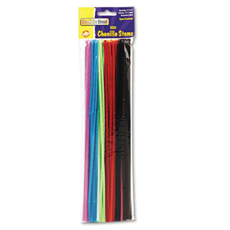 Regular Stems, 12" x 4 mm, Metal Wire/Polyester, Assorted Colors, 100/Pack - Crafting Embellishments | Creativity Street