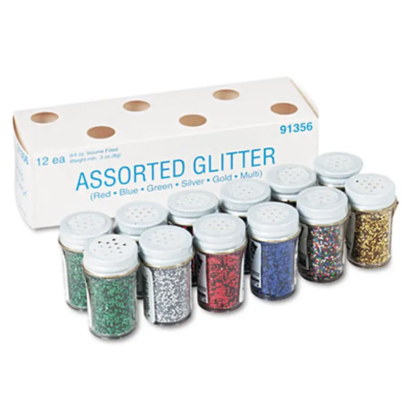 Spectra Glitter, 0.04 Hexagon Crystals, Assorted, 0.75 oz Shaker-Top Jar, 12/Pack - Crafting Embellishments | Pacon