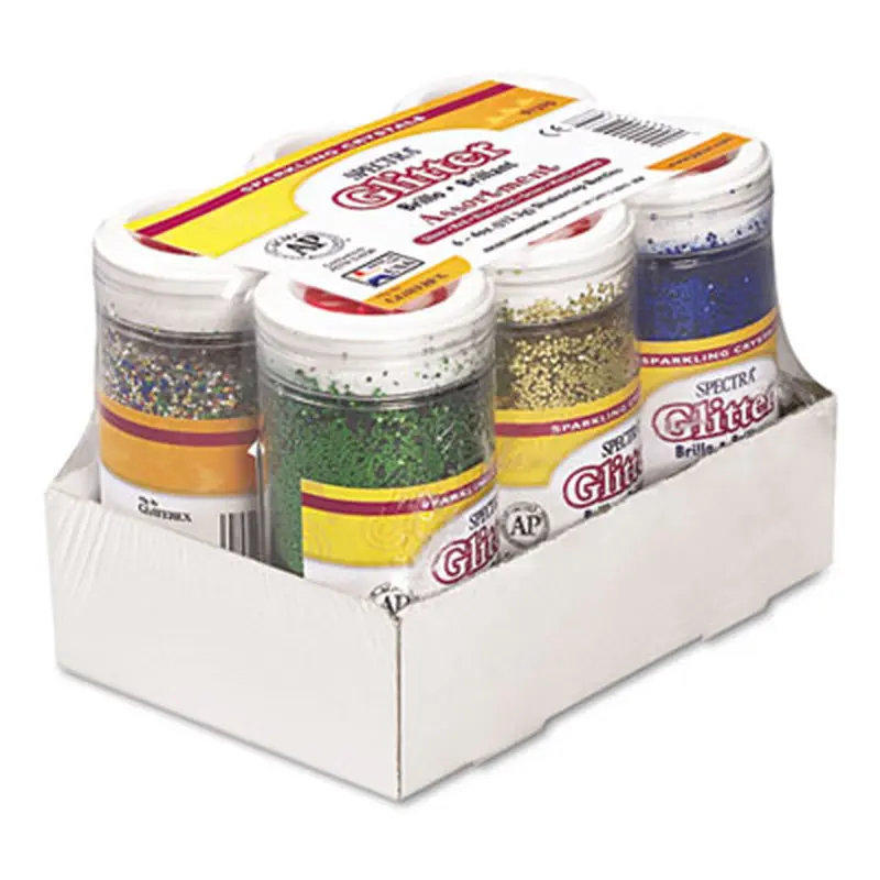 Spectra Glitter, 0.04 Hexagon Crystals, Assorted, 4 oz Shaker-Top Jar, 6/Pack - Crafting Embellishments | Pacon