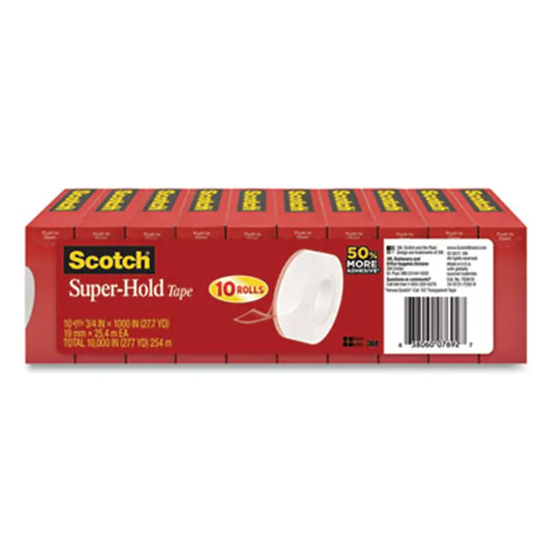 Super-Hold Tape Refill, 1" Core, 0.75" x 27.77 yds, Crystal Clear, 10 Rolls/Pack - Tape | Scotch