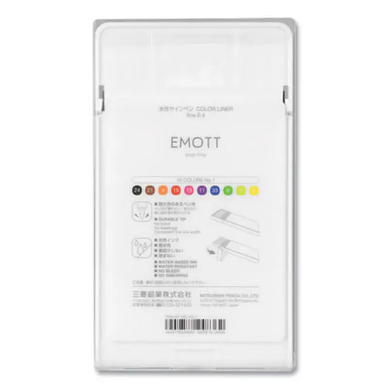 EMOTT Porous Point Pen, Stick, Fine 0.4 mm, Assorted Ink Colors, White Barrel, 10/Pack - Pens | uniball