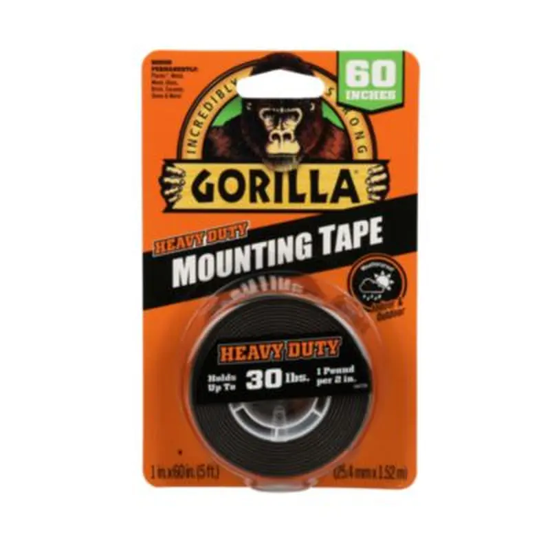 Heavy Duty Mounting Tape, Permanent, Holds Up to 30 lbs, 1" x 60", Black - Mounting Tape | Gorilla