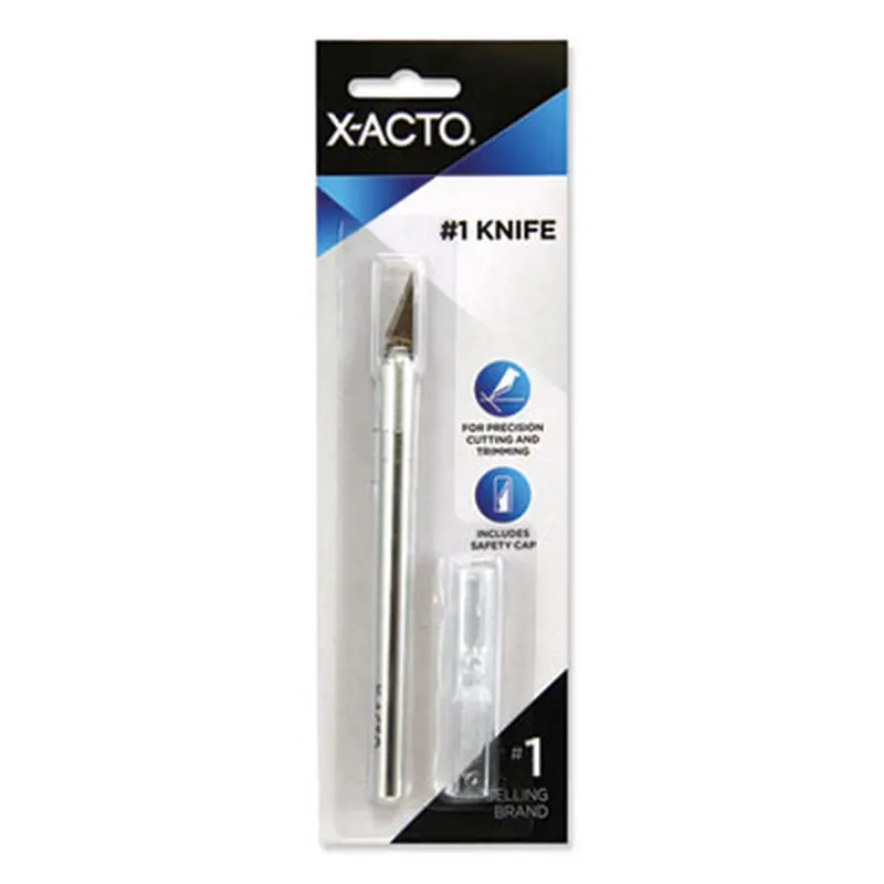 No. 1 Z-Series Precision Utility Knife with Replaceable Steel Blade, Safety Cap, Silver - Hobby Knives | X-ACTO