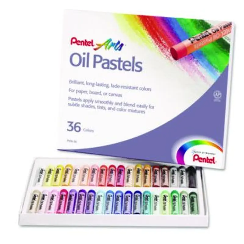 Oil Pastel Set With Carrying Case, 36 Assorted Colors, 0.38 dia x 2.38", 36/Pack - Oil Pastels | Pentel