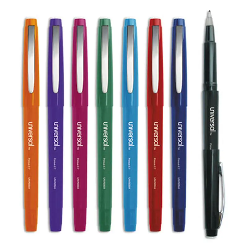 Porous Point Pen, Stick, Medium 0.7 mm, Assorted Ink and Barrel Colors, 8/Pack - Pens | Universal