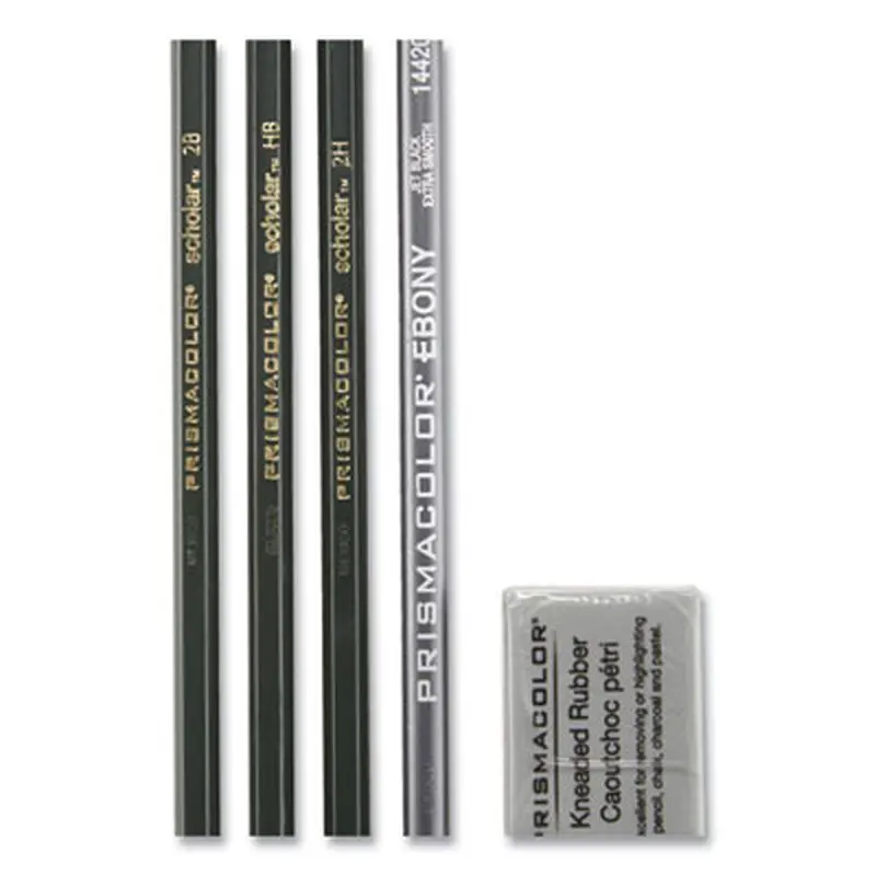Scholar Graphite Pencil Set, 2 mm, Assorted Lead Hardness Ratings, Black Lead, Dark Green Barrel, 4/Set - Pencils | Prismacolor