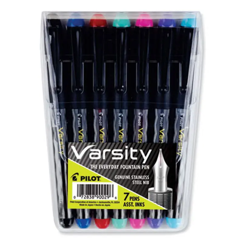 Varsity Fountain Pen, Medium 1 mm, Assorted Ink and Barrel Colors, 7/Pack - Pens | Pilot