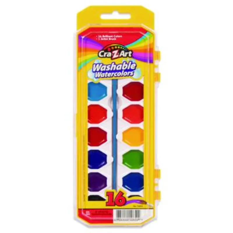 Washable Watercolors, 16 Assorted Colors, Palette Tray - Paint | Cra-Z-Art