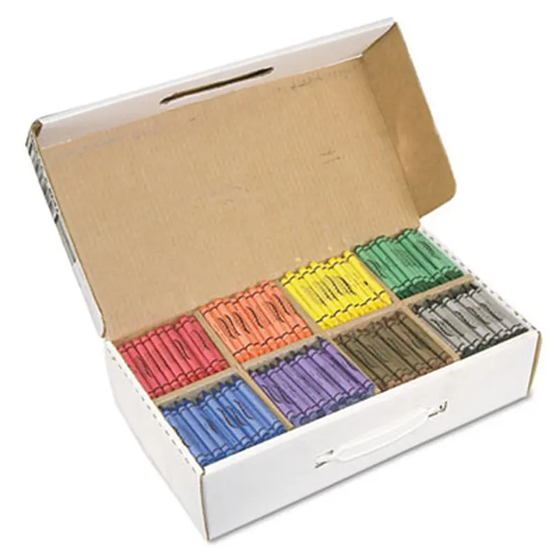 Crayons Made with Soy Classpack, Regular Size, 0.37" x 3.7", 8 Assorted Colors, 800/Carton - Crayons | Prang