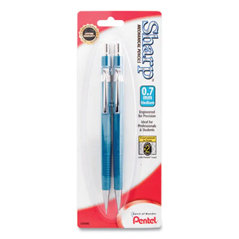Sharp Mechanical Pencil, 0.7 mm, HB (#2), Black Lead, Blue Barrel, 2/Pack - Pencils | Pentel