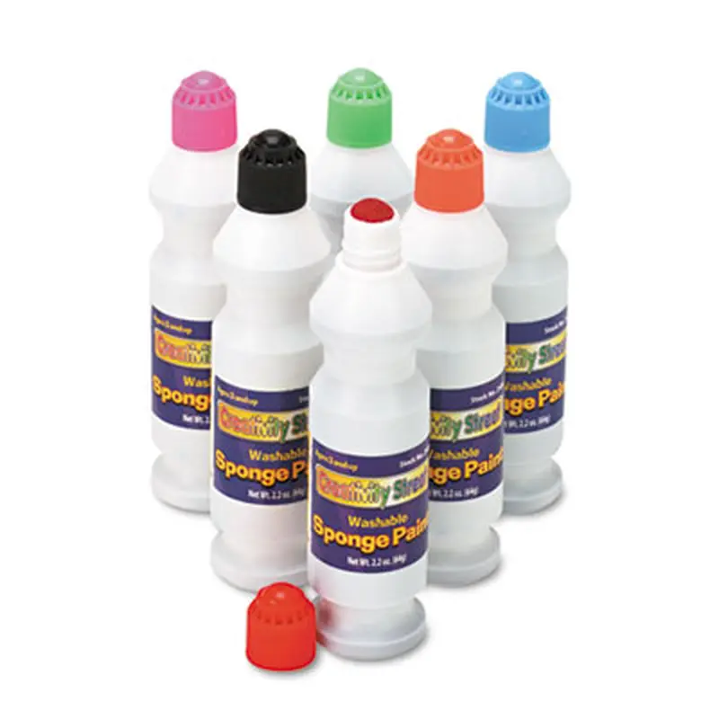 Sponge Paint Set, 6 Assorted Colors, 2.2 oz Bottle, 6/Pack - Paint | Creativity Street