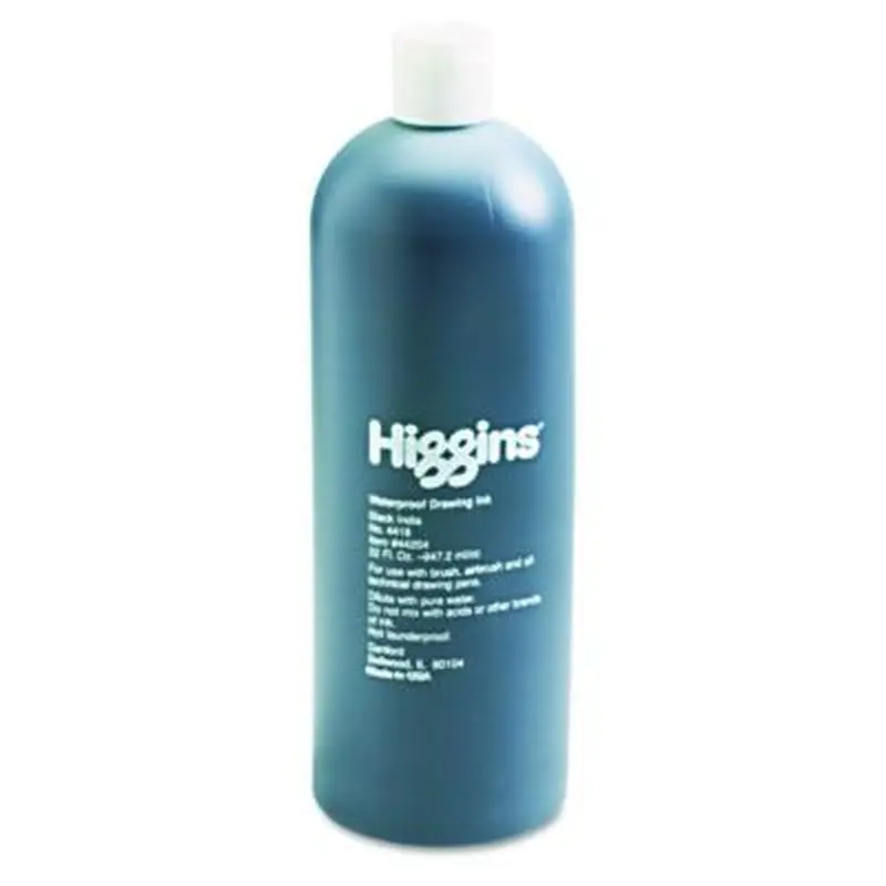 Waterproof Pigmented Drawing Ink, 32 oz Bottle, Black - Bottled Ink | Higgins