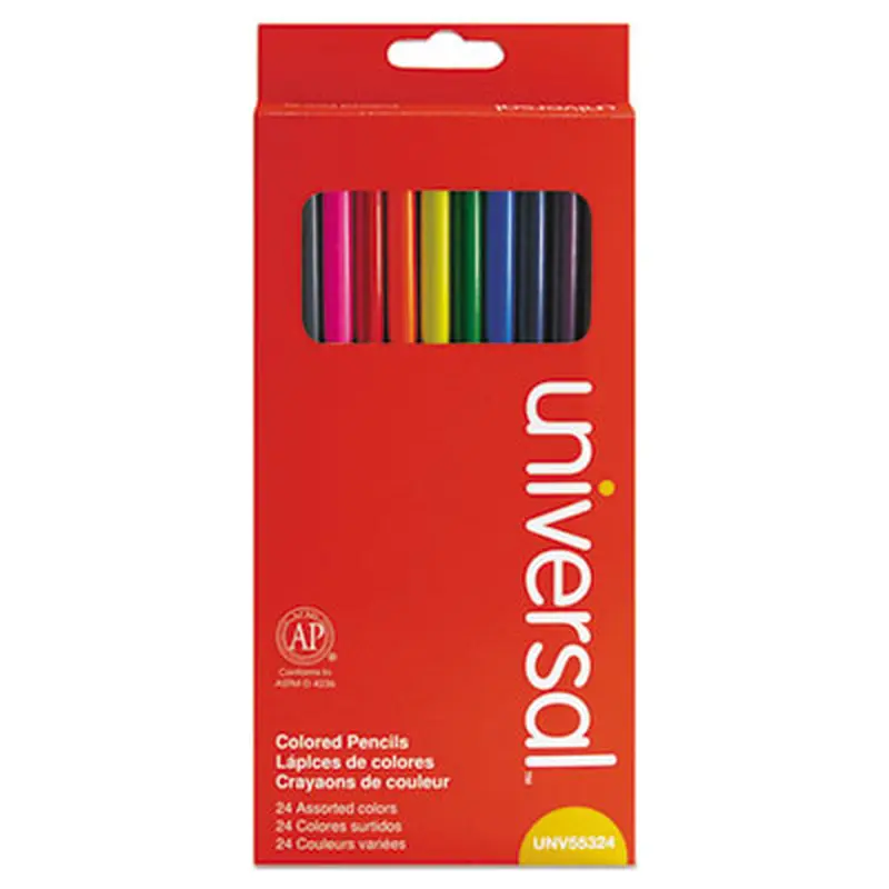 Woodcase Colored Pencils, 3 mm, Assorted Lead and Barrel Colors, 24/Pack - Pencils | Universal