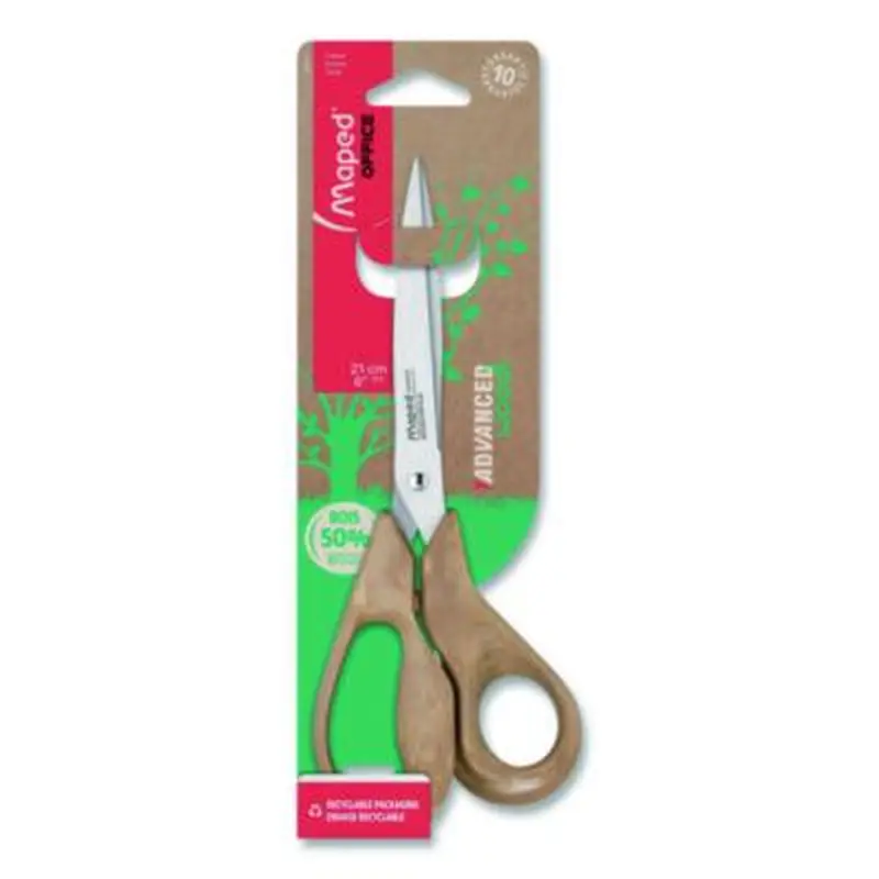Advanced Wood Multipurpose Scissors, 8.25" Long, 4.75" Cut Length, Straight Brown Handle - Scissors | Maped Helix