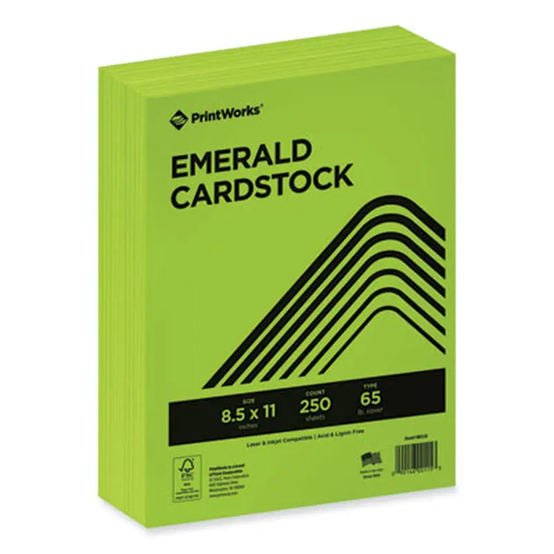 Color Cardstock, 65 lb Cover Weight, 8.5 x 11, Emerald Green, 250/Ream - Art & Design Paper | PrintWorks Professional
