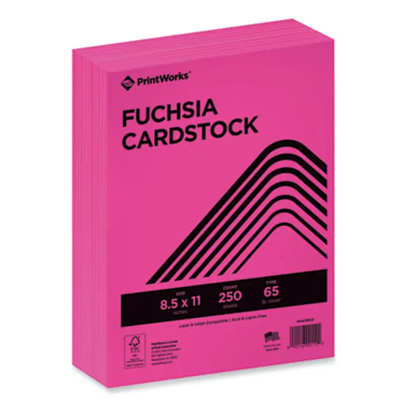 Color Cardstock, 65 lb Cover Weight, 8.5 x 11, Fuchsia, 250/Ream - Art & Design Paper | PrintWorks Professional