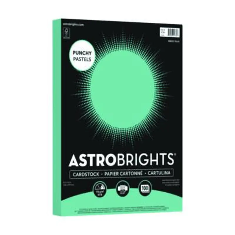 Color Cardstock -"Punchy Pastels" Assortment, 65 lb Cover Weight, 8.5 x 11, Breezy Blue, 100/Pack - Art & Design Paper | Astrobrights