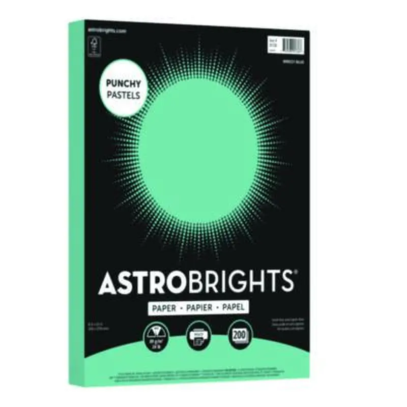 Color Paper - "Punchy Pastels" Assortment, 24 lb Bond Weight, 8.5 x 11, Breezy Blue, 200/Pack - Art & Design Paper | Astrobrights