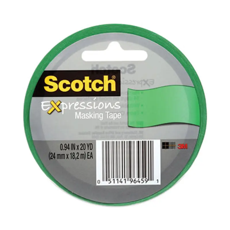 Expressions Masking Tape, 3" Core, 0.94" x 20 yds, Primary Green - Tape | Scotch