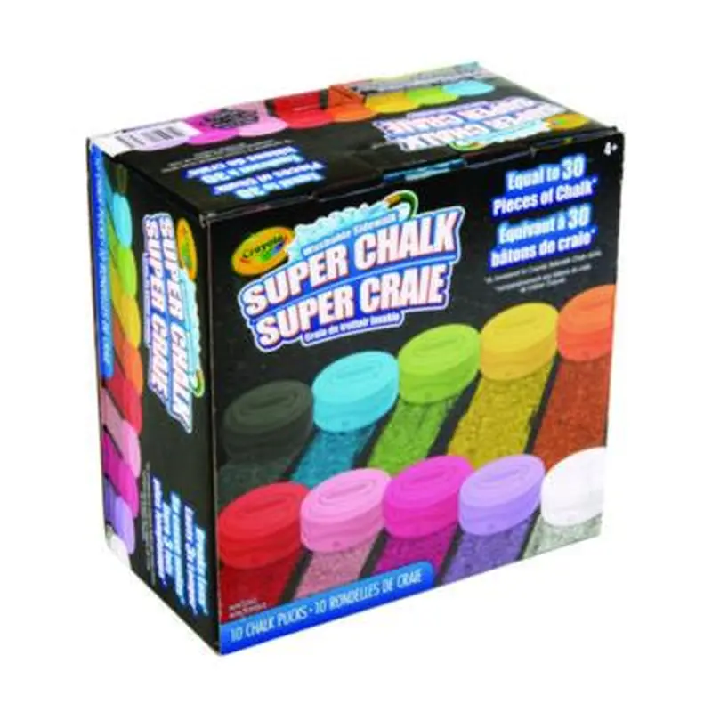 Super Chalk, 1" x 2.8" Diameter, 10 Assorted Colors, 10 Pucks/Box - Art Chalk | Crayola