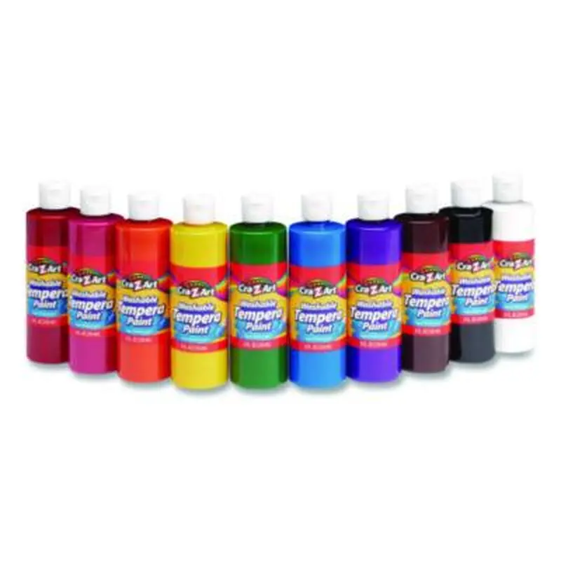 Washable Tempera Paint, 10 Assorted Colors, 8 oz Bottle, 10/Pack - Paint | Cra-Z-Art