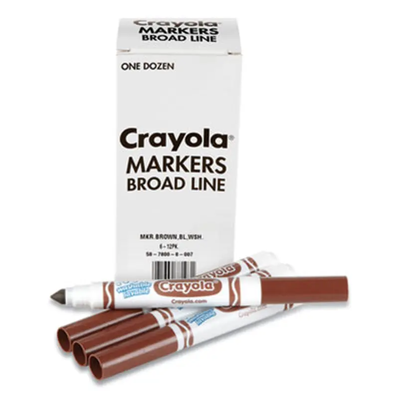 Broad Line Washable Markers, Broad Bullet Tip, Brown, 12/Box - Markers | Crayola