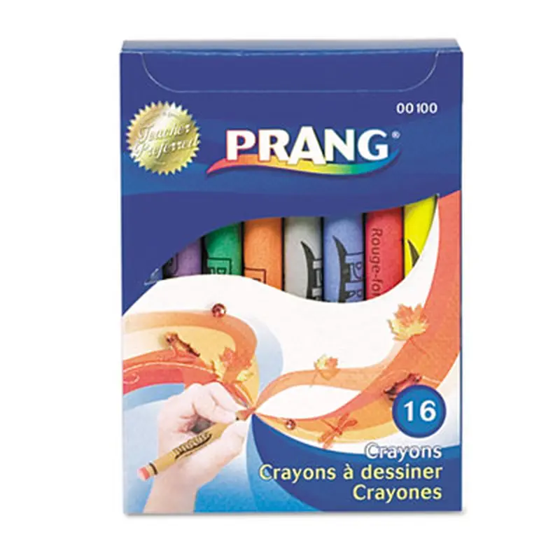 Crayons Made with Soy, Regular Size, 0.37" x 3.7", 16 Assorted Colors, 16/Box - Crayons | Prang
