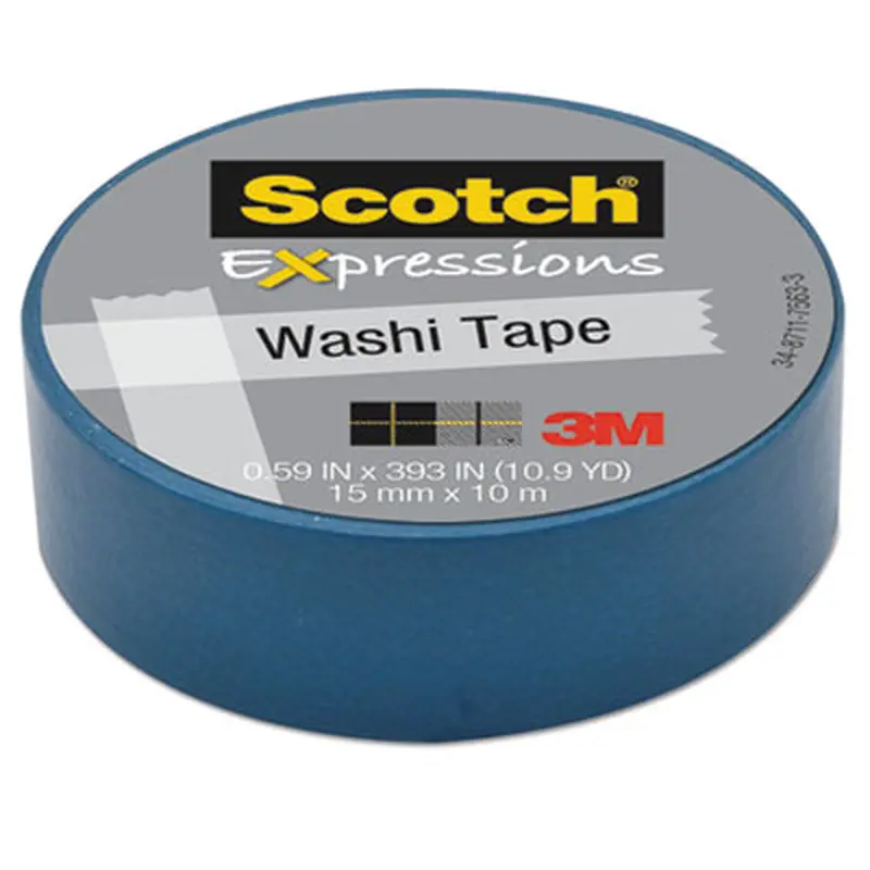 Expressions Washi Tape, 1.25" Core, 0.59" x 32.75 ft, Blue - Tape | Scotch