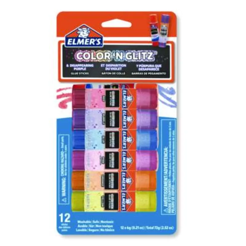 Glitter Glue Sticks, Applies Assorted Colors, 0.21 oz, Dries Clear Glitter, 12/Pack - Glue | Elmer's
