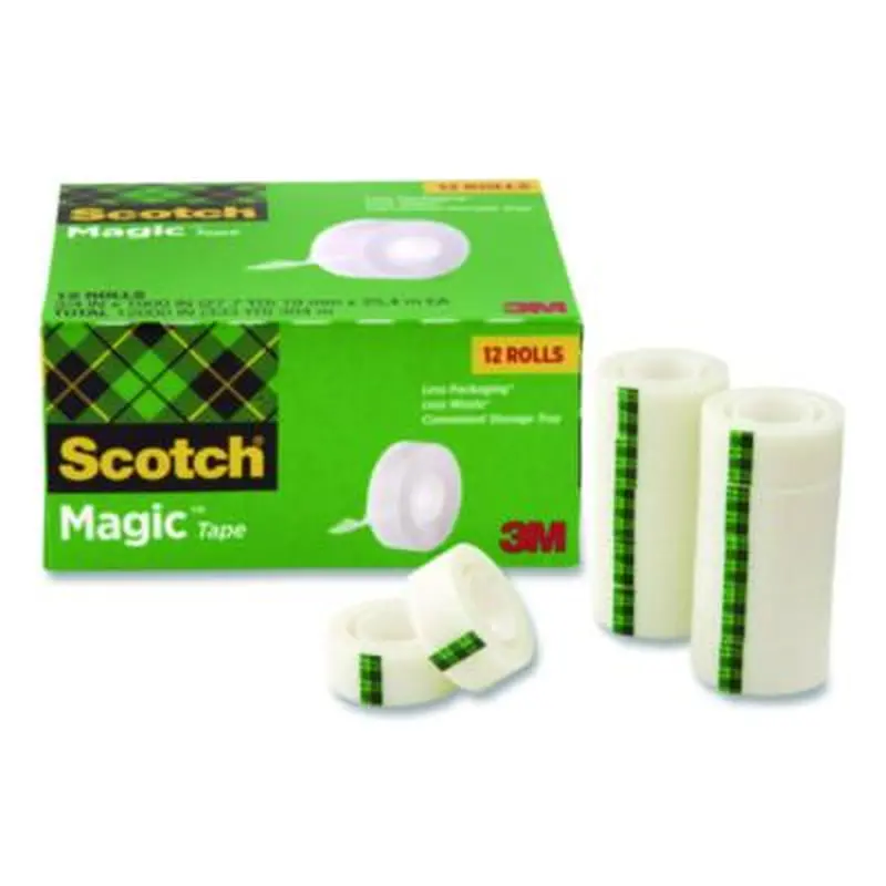 Magic Tape Cabinet Pack, 1" Core, 0.75" x 27.7 yds, Clear, 12/Pack - Tape | Scotch