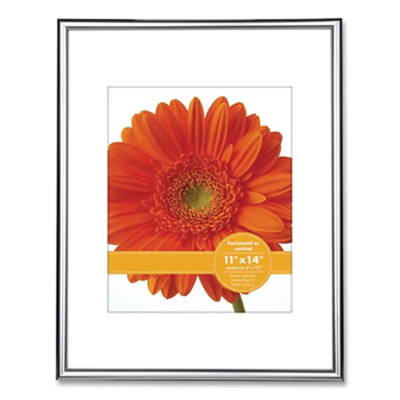 Metallic Poster Frame with Mat, 8 x 10 Insert, Silver/Black - Frames | Victory Light