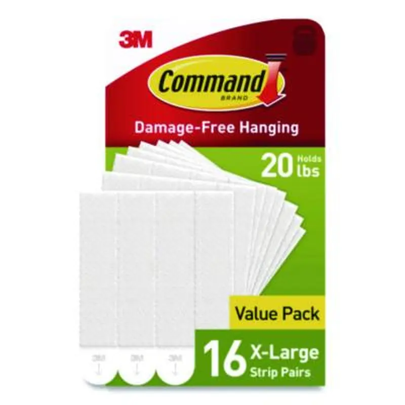 Picture Hanging Strips, X-Large, Removable, Holds up to 20 lbs per 4 Strips, White, 16 Pairs/Pack - Mounting Tape | Command