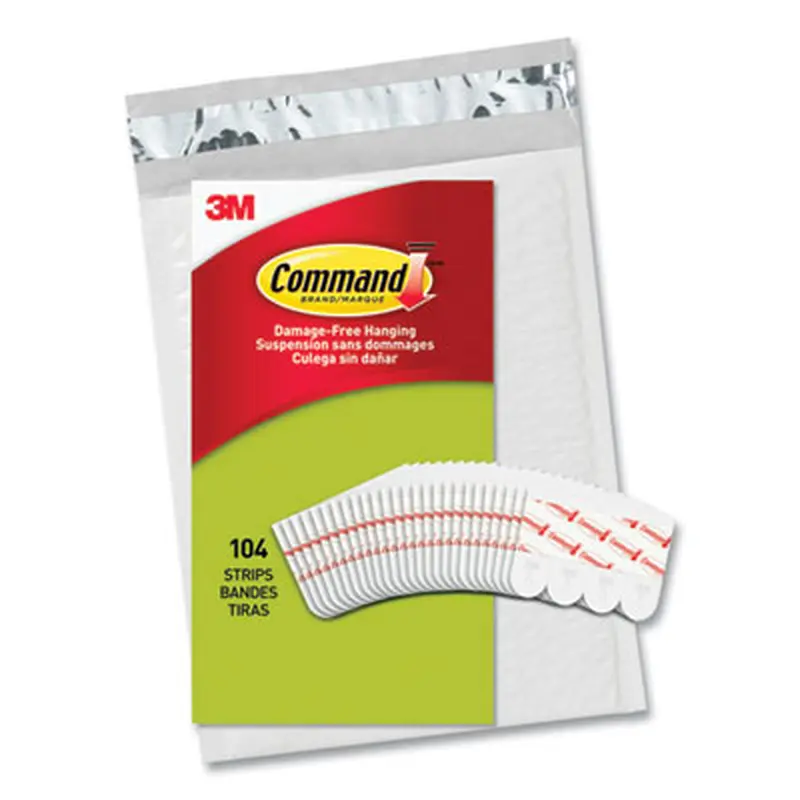 Poster Strips, Removable, Holds Up to 1 lb per Pair, Small, 0.63 x 1.75, White, 104/Pack - Mounting Tape | Command