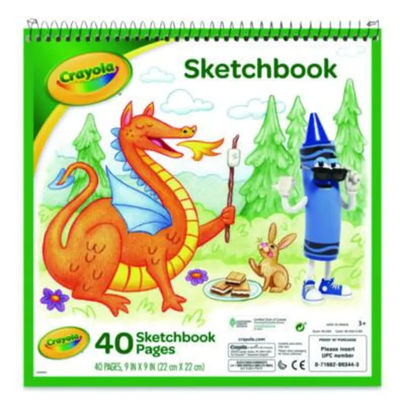 Animal Animations Wirebound Sketchpad, Unruled, Gold/Green Cover, 40 White 9 x 9 Sheets - Lab & Design Pads | Crayola